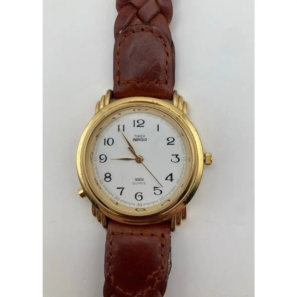VTG Unique 90's Timex Indiglo Men's Watch 36mm - New Battery Adjustable WR